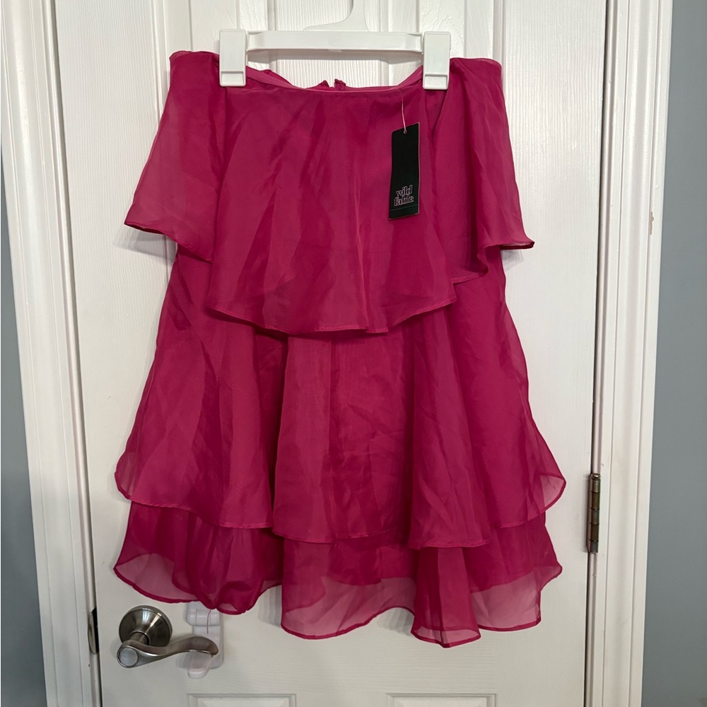 Wild Fable Pink Mini Strapless Dress Women's Cupcake Tiered Dress S, NWT Flowy - Picture 3 of 7